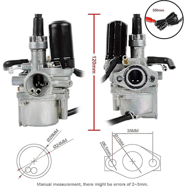 50cc 2-takts motorcykelförgasare kompatibel gasgenerator