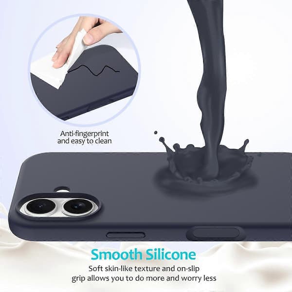 Flytende silikondeksel for iPhone 17 - Midnattsblå og støtsikker [JUN] Midnight Blue Blue