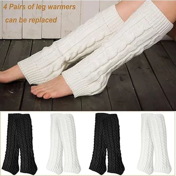 Japanska stickade benvärmare för kvinnor - 4 par [JUN]