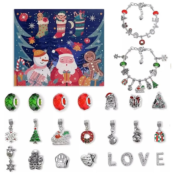 2024 Ny Jul Adventskalender DIY Armbånd Blind Box Smykker 24 Dage Nedtælling Adventskalender Jul Smykker Gave til Piger Xmas Gift 3