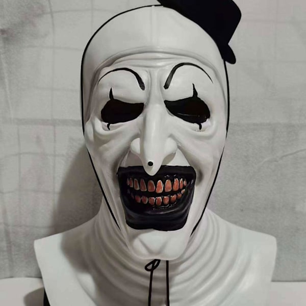 Klovnimask Paha Verinen Suu Klovnimask Med Svart Hatt Läskig Killer Joker Mask Halloween Cosplay Kostymfest Rekvisita (Vit)