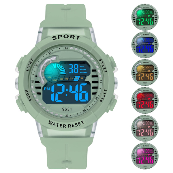 Dam Sport Digital Watch Vattentät 6 LED-färgbakgrundsbelysning