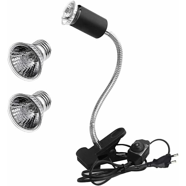 Skildpadde Varmelampe, Vandskildpadde Lampe, Terrarium Varmelampe 25W2, Skildpadde Lampe til Reptiler, Øgler, Slanger, Skildpadder, Longziming