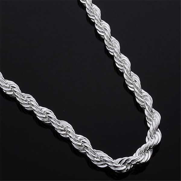 Twisted Rope Chain Halskæde 925 Sterling Sølv 18 TOMMER 18 TOMMER