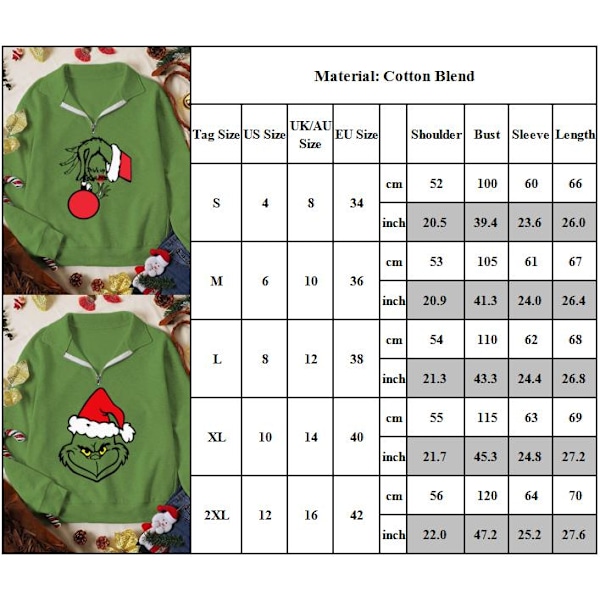 Grinch Dam Casual Langærmet Jultrykt Trøje B B XL