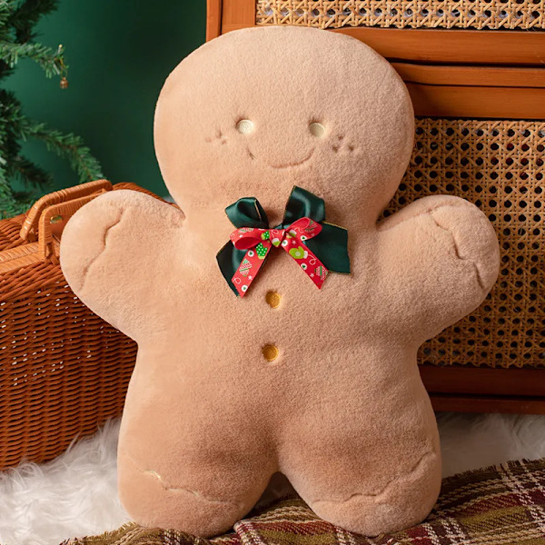 Kawaii Julserie Jultomten Pepparkaksman Snögubbe Plyschleksak fylld Söt Älgkex Kudde Julgran Presentdekor 35cm black