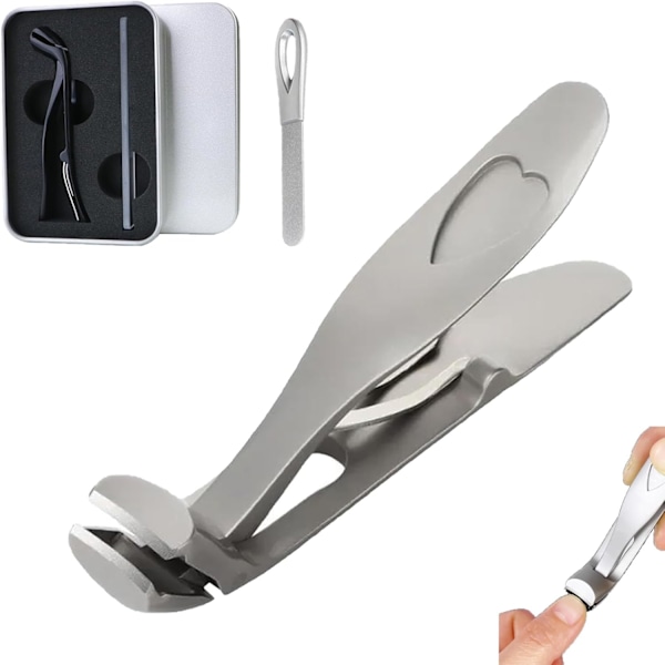 Negleklipper for tykke tånegler, ergonomisk vinklet hode Senior tånegleklipper, Shirem Negleklipper Sølv Silver 1set