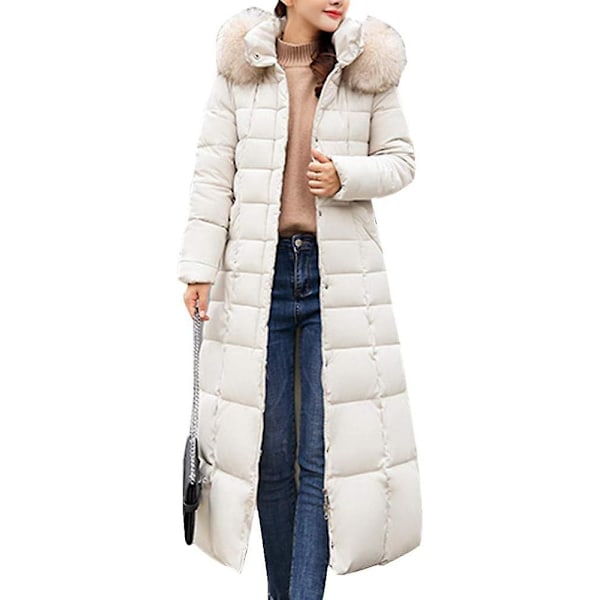 Vandtæt Parka Jakke Trendy Kappe Dame Vinterjakke Bomuld Vatteret Varmt Maxi Pufferjakke Dame Lange Frakker Parka Jakke Hvid white 2XL