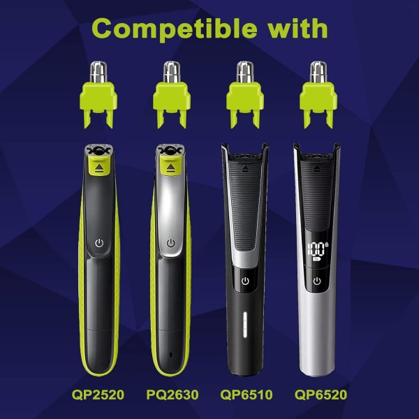 3-pak næsehårstrimmer, ørehårstrimmer og øjenbrynshårtrimmer, udskiftningshoveder kompatible med QP2520 QP2630 QP2724 QP2834-barbermaskine Nose Hair Trimmer Green