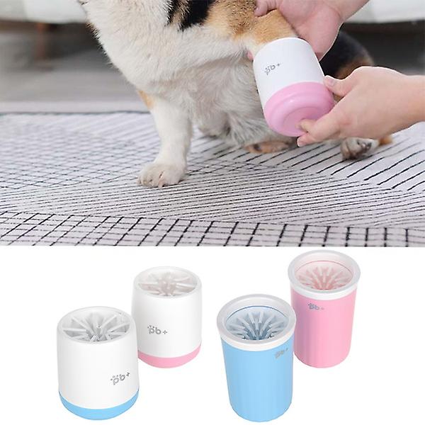 Pet Foot Wash Cup Dog Paw Cleaner Cup Bärbar silikonvalptvättborste Fötter Rengöringsmugg (blå-S)