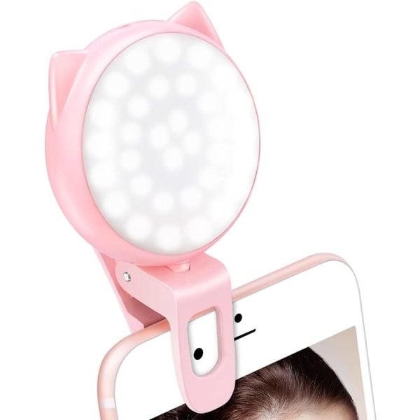 Selfie Clip on Ring Light, Mini Rechargeable 9 Level Adjusta