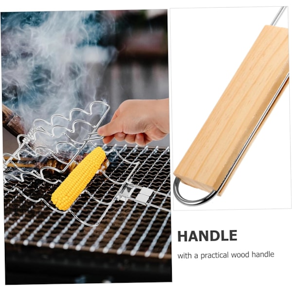 Bærbar pølsegrillrist med håndtag - Camping- og grillværktøj, varmebestandigt design til jævn tilberedning