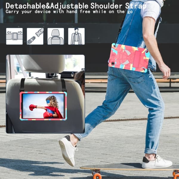 Spider Hybrid Silikone PC Case til Samsung Galaxy Tab A9[JUN] Kamouflage Rosaröd