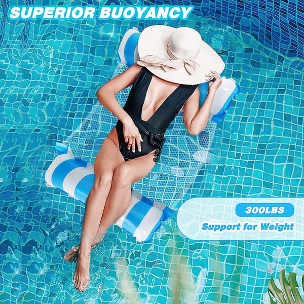 2-pack uppblåsbara poolhängmattor, vattenlounge för strand & simbassänger, kompatibel med (varumärke)[JUN]