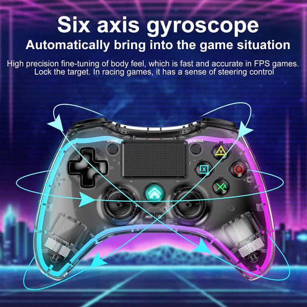 PS4-controller med 8 farver justerbar LED-belysning