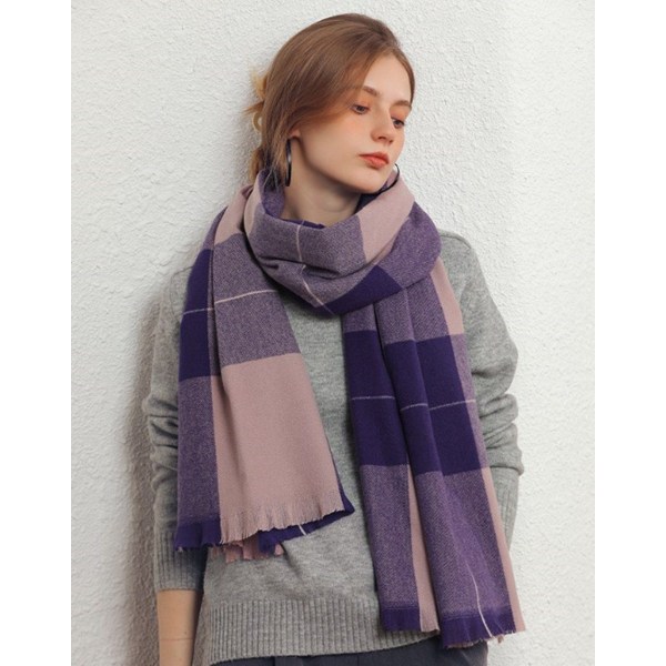 Ullscarf damscarf, fransad scarf, mjuk rutig, vinterfm