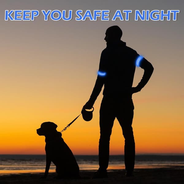Uppladdningsbart LED-armband för löpning, 2-pack blinkande säkerhetslampor[JUN] Blue