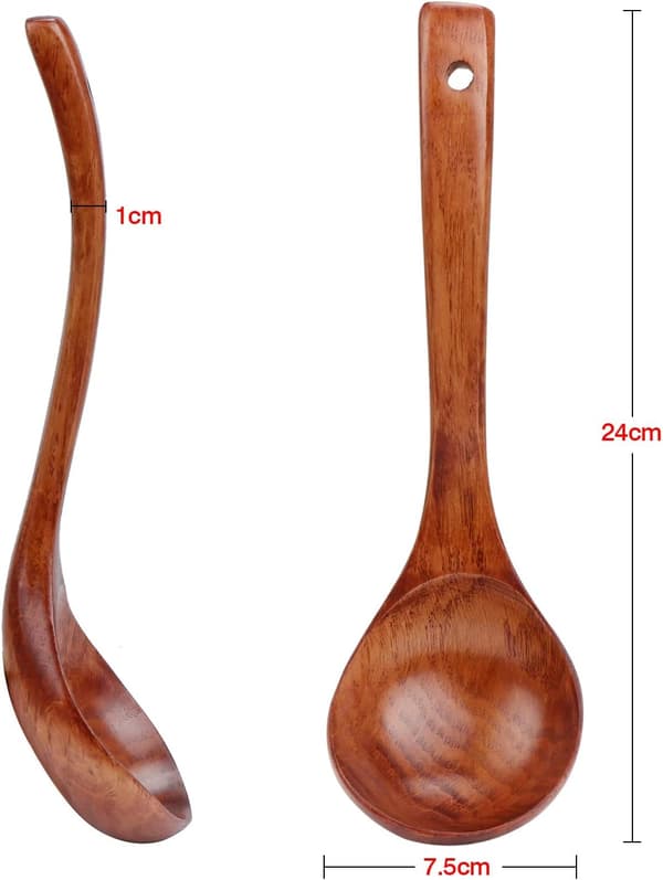 Träslev för matlagning, naturlig träskopa, 24 cm