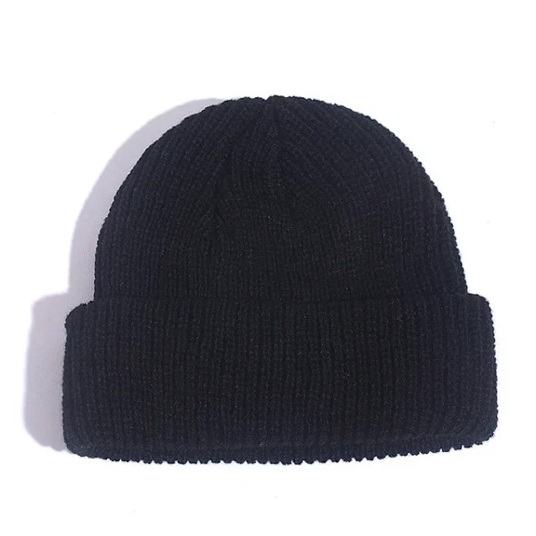 Mode Hip Hop Stickad Mössa Herr Skalmössa Kvinnor Vinter Varm Brättelös Baggy Melon Cap Manschett Docker Fisherman Beanies Hattar black