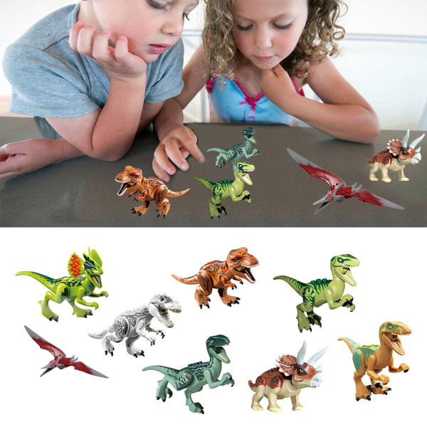 8x Jurassic World Dinosaurus T-Rex Figurer Byggleksaker Block Bästa Barnpresent Flerfärgad multicolor