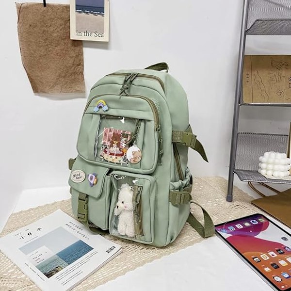 Kawaii Ryggsäck, Stor Kapacitet Söt Björn Tillbehör Ryggsäck För Skolan Multi Ficka Kawaii Handväska Japansk Skolväska För Tonårsflickor