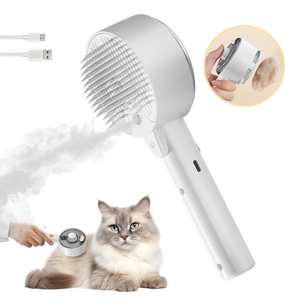 Cat Brush for Indoor Cat Steam Brush for Shedding Spritz Defur Comb for Cats Pet Hair Removal Tool