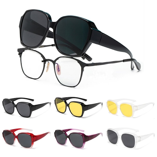 Polariserede solbriller til montering over briller med UV-beskyttelse Bright Black