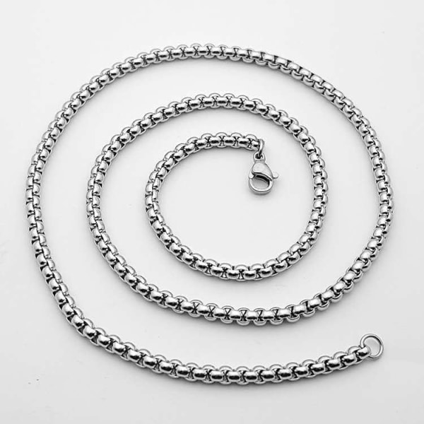 2-delat set (70 cm) Halsband och armband i rostfritt stål för män Silver