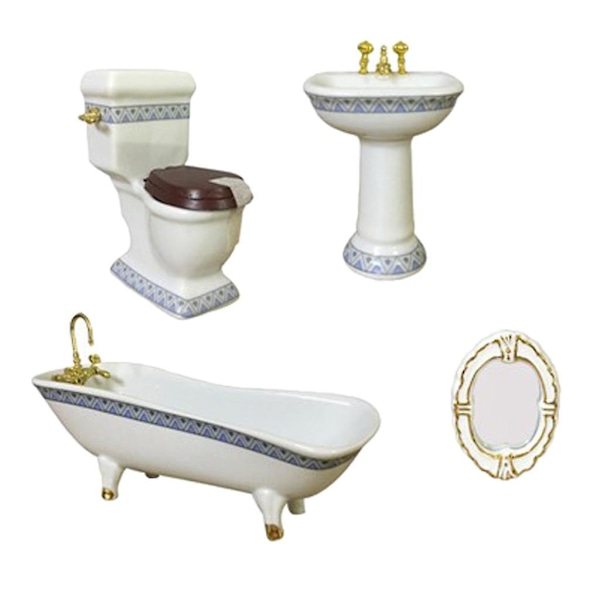 Nukkekotihuonekalut Miniatyyri Kylpyhuoneen Tarvikkeet Setti 4kpl-1:12 Mittakaava