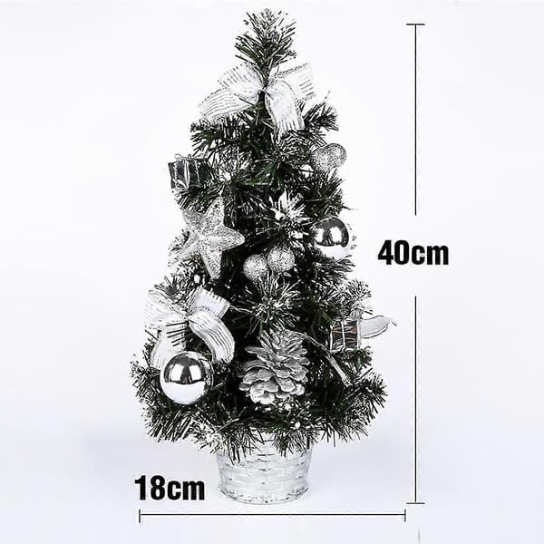 Batteridriven LED Mini Julgran med Ljus, 40cm[JUN] Silver