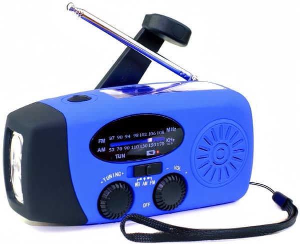 Aurinkokenno-käsiveiviradio taskulampulla ja virtapankilla - Sininen[JUN] blue size