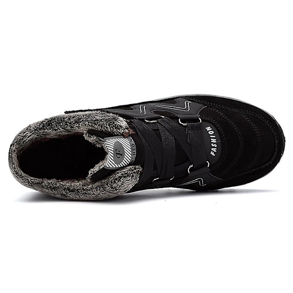 Vanntett snø støvler for menn og kvinner, sklisikre sneakers med pelsfôr, vintervarme sko 2K6137 Svart Black 40