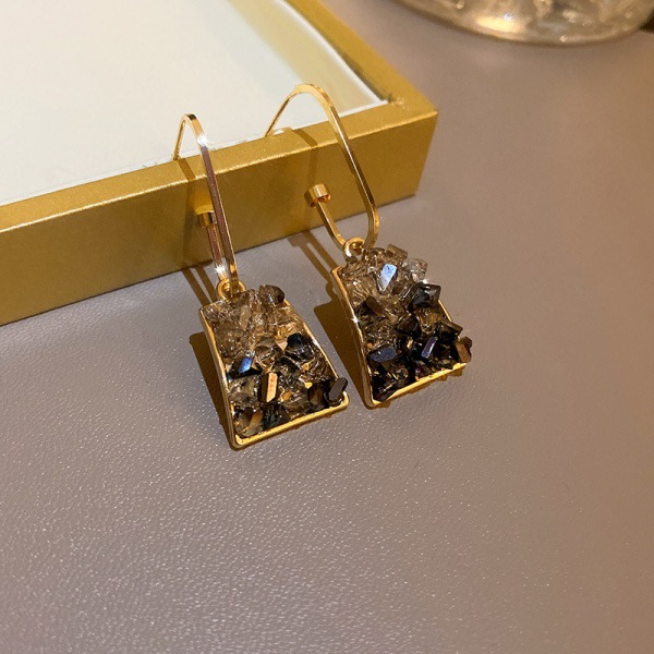 Silvernålar trapetsformade örhängen i natursten vintage mode örhängen personlighet och temperament örhängen