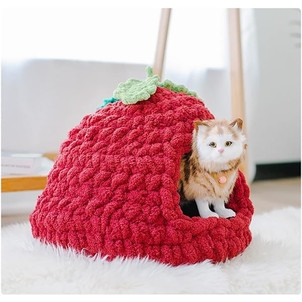Tykt Strikket Chenille Garn for Håndlagde Tepper, Supersoft Stort Jumbo Filtgarn Red