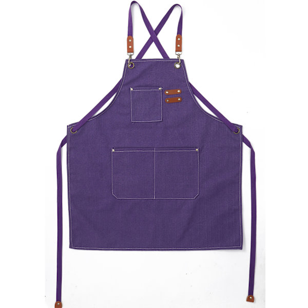 (Lila) Herrkökförkläde Canvasförkläden med 3 fickor Vattentät och justerbar förkläde för grillning, restaurang, trädgård, snickare, 78 * 68cm H