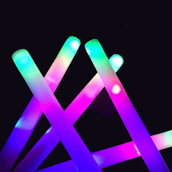 Bulk Glow Sticks - 24 LED Foam Sticks with 3 Flashing Modes