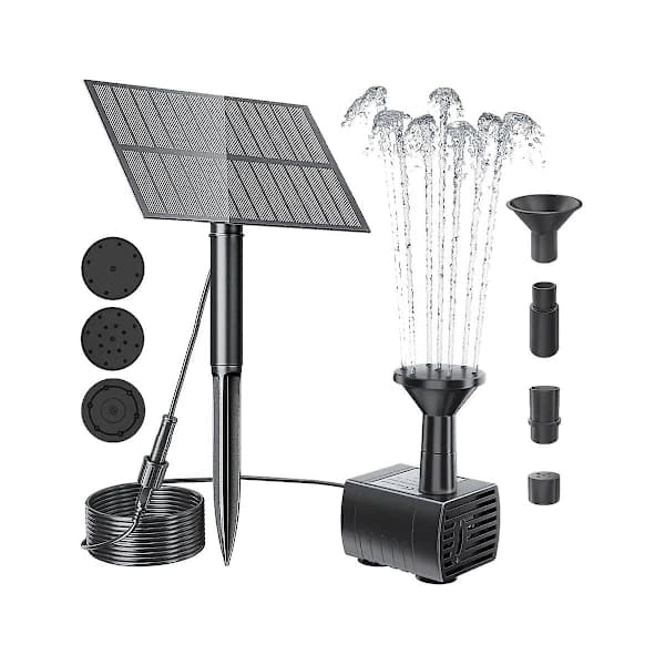 Solar springvandspumpe til fuglebad, have, baghave, pool - solcelledrevet