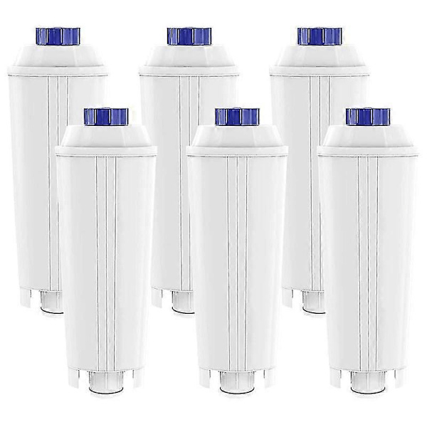 6-pack kaffemaskinsfilter för DeLonghi DLSC002 ECAM ESAM ETAM BCO EC-modeller[JUN] White