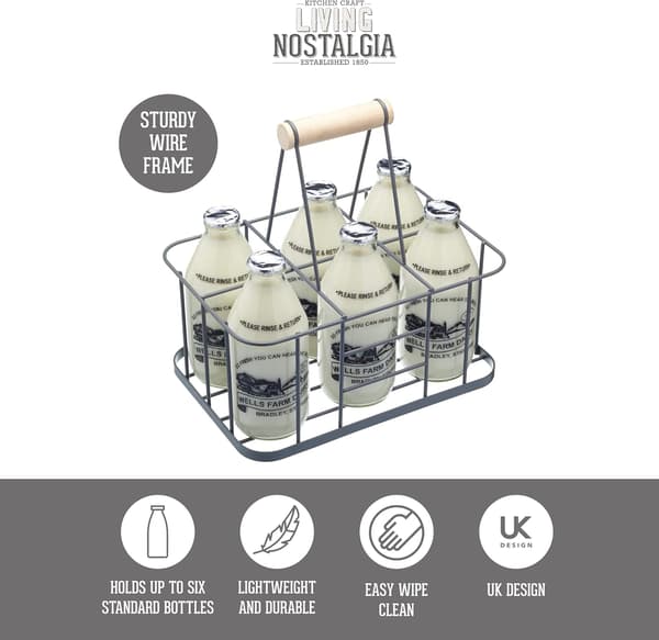 Metal Mælkekasse/Flaskeholder, Grå[JUN]