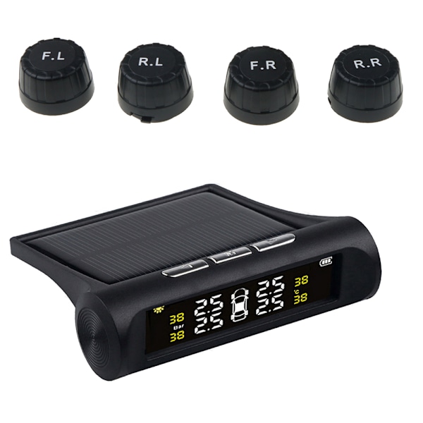 USB eller solcellsladdning Bil TPMS Däcktrycksövervakningssystem