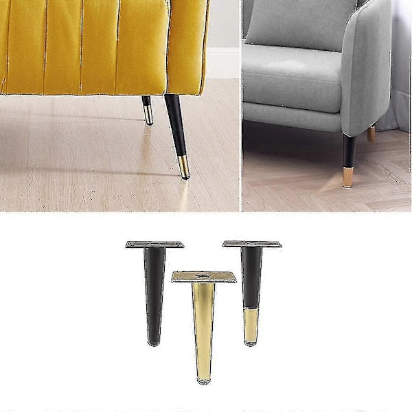 Sæt med 4 Møbelben, Skrå Sofa Ben, Bordben Skab Ben Sengeramme Metal Ben, Til Kaffebord, Skabe Og Sofaer, Belastningskapacitet 300kg guld sort gold black 10cm