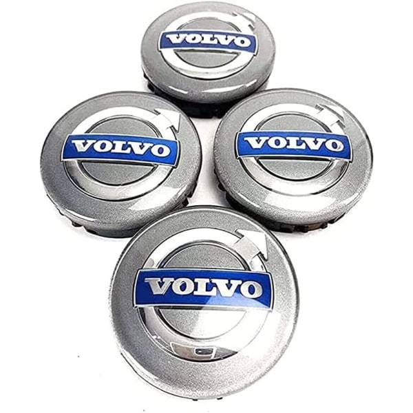Volvo 4-pak sølv centerkapsler 64mm[JUN]