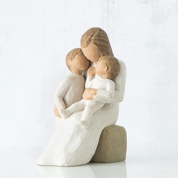 Mor & Datter Håndmalt Skulptur, Gave til Nye Mødre & Kvinner[JUN]