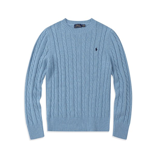 Polo Ralph Lauren Herre Strikket Genser Rund Halsløs Løstsittende Avslappet Langarmet Strikket Genser Lys Blå Light Blue S