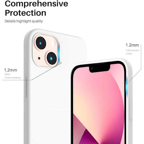 iPhone 13 Case, Liquid Silicone Case for 6.1 inch iPhone 13, Ultra-Thin Case, Shockproof Protective Soft Case with Full Coverage White White White