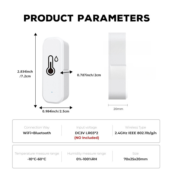 Smart WiFi Termometer & Hygrometer 4-pack med appvarningar