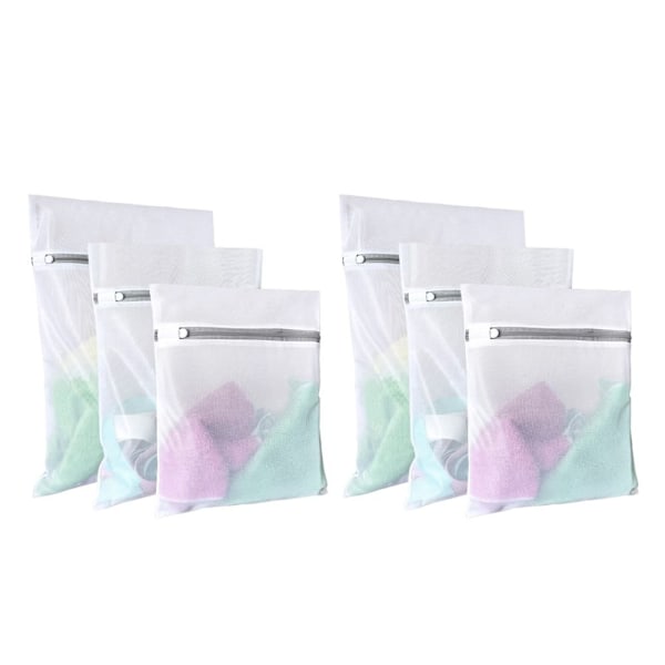6 ST Små Fine Mesh Tvättnett Underkläderposer Glidelås Vask 6pcs 6pcs