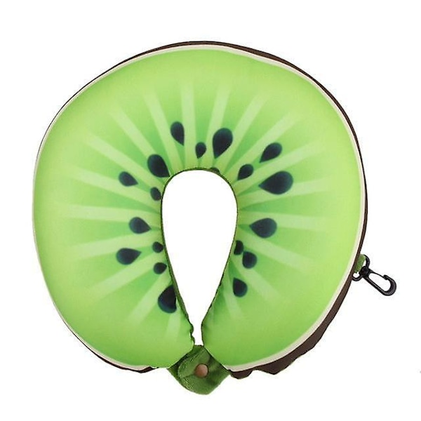 U-formad nackkudde i memory foam med nanopartiklar i vattenmelon- och citrondesign