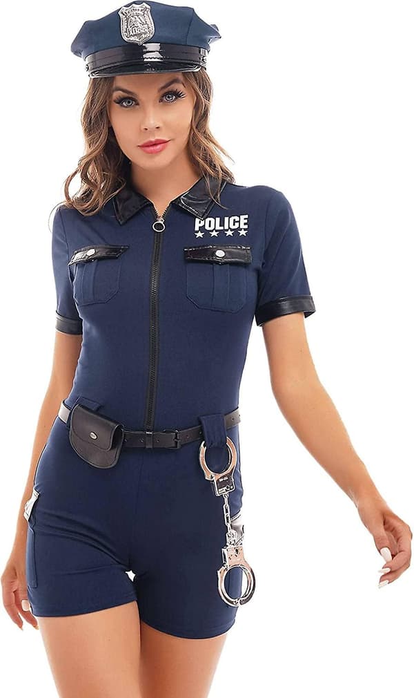 Poliskostymset för kvinnor med underkläder, marinblå [JUN] Navy Blue M