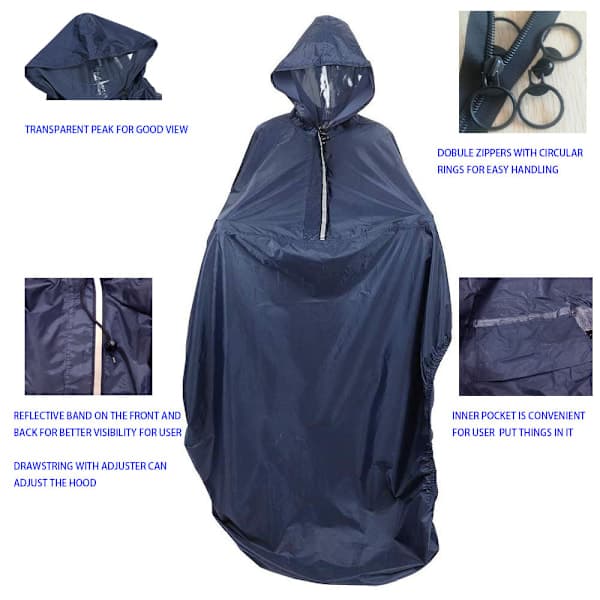 Reflekterende vanntett regnponcho for rullestolbrukere [JUN]